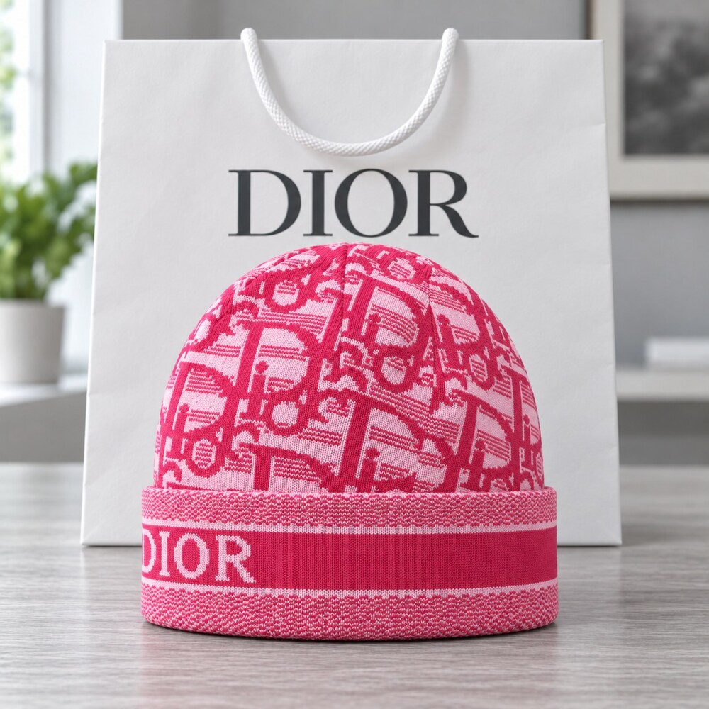 Dior Pink Oblique Knit Beanie